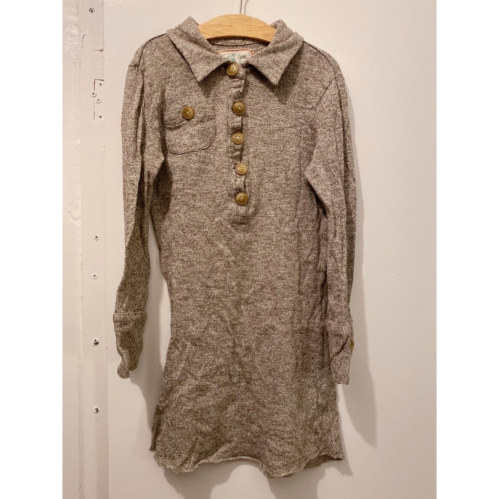 Grey Cotton Quarter-Button Long Shirt | S